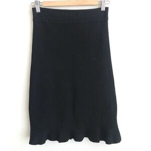 Saks Fifth Avenue Womens Black Pencil Skirt Size Medium Ruffle Hem Viscose Blend